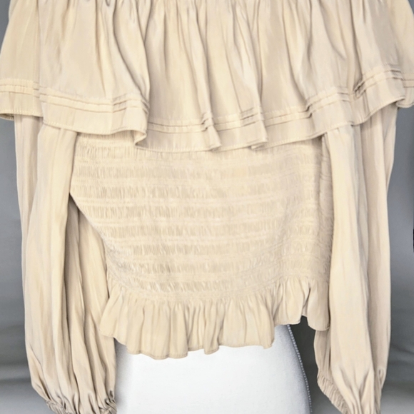 NEW RAMY BROOK Tan top, off shoulder,  Corset elastic bodice,  Size Small/ P ❤️ - Picture 7 of 9